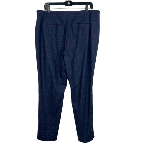 Talbots Pants Size 14 Navy Wool Blend Windowpane Slim-leg NWT - Picture 7 of 9